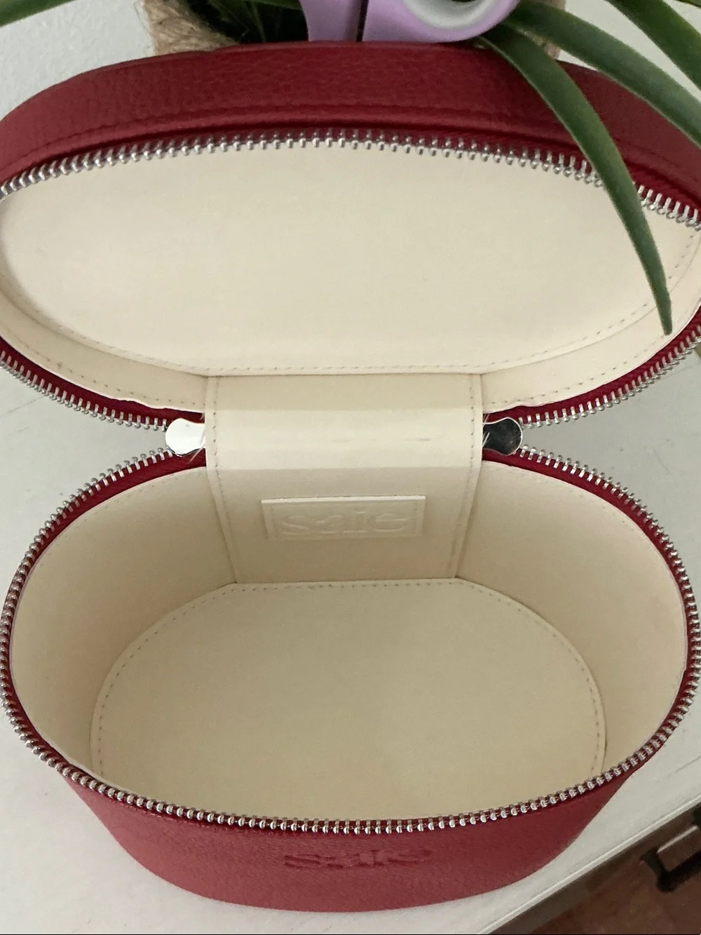 Saie Red Pebbled Cosmetic Travel Case